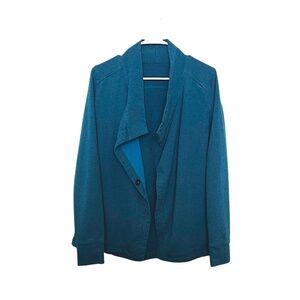 Lululemon Coast Wrap Women 8 Gray Relaxed Thumb Holes Open Front Activewear